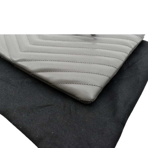 Yves Saint Laurent Monogram Leather Pouch Grey - Bottom Right