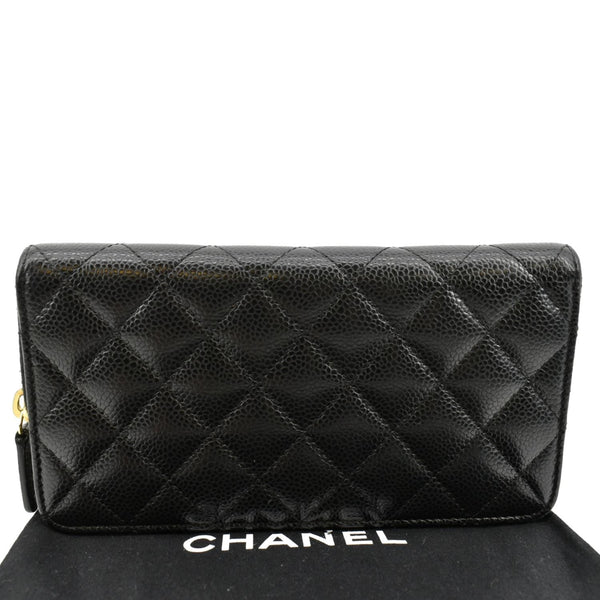Chanel Zip Around Quilted Caviar Leather Wallet Black - Back