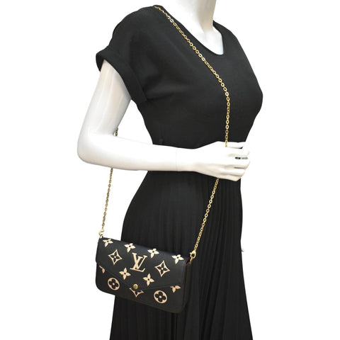 LOUIS VUITTON Felicie Pochette Monogram Empreinte Crossbody Bag Bicolor