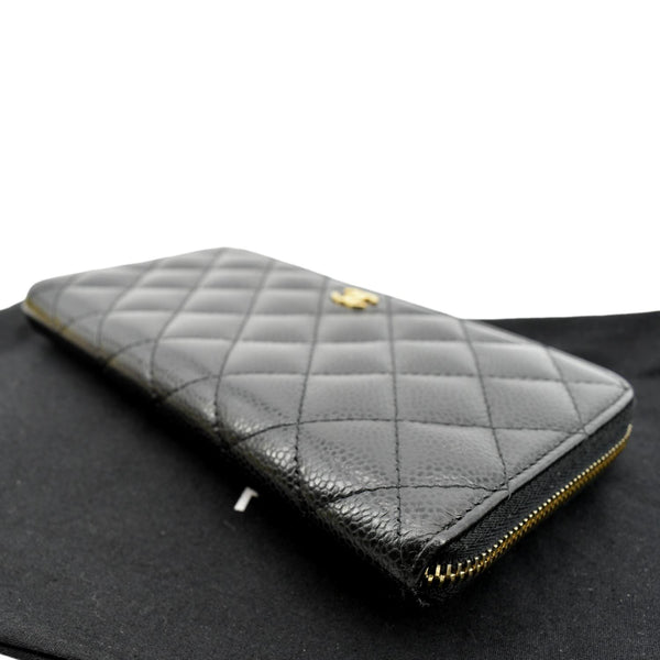 Chanel Zip Around Quilted Caviar Leather Wallet Black - Bottom Right