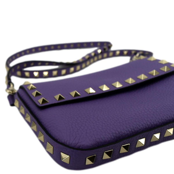 VALENTINO Garavani Rockstud Flap Leather Crossbody Bag Wisteria