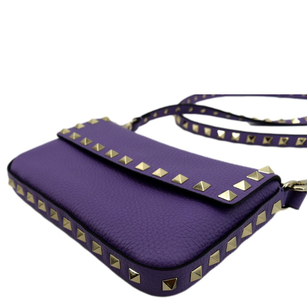 VALENTINO Garavani Rockstud Flap Leather Crossbody Bag Wisteria