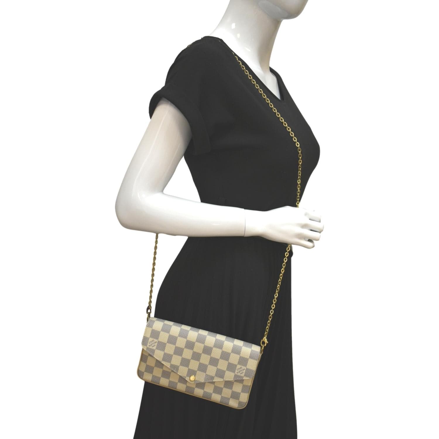 LOUIS VUITTON Felicie Pochette Damier Azur Canvas Shoulder Handbag
