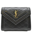 YVES SAINT LAURENT Gaby Compact Tri Fold Small Quilted Leather Wallet Black