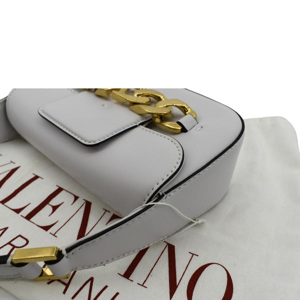 Valentino V Logo Chain Leather Shoulder Crossbody Bag - Top Left