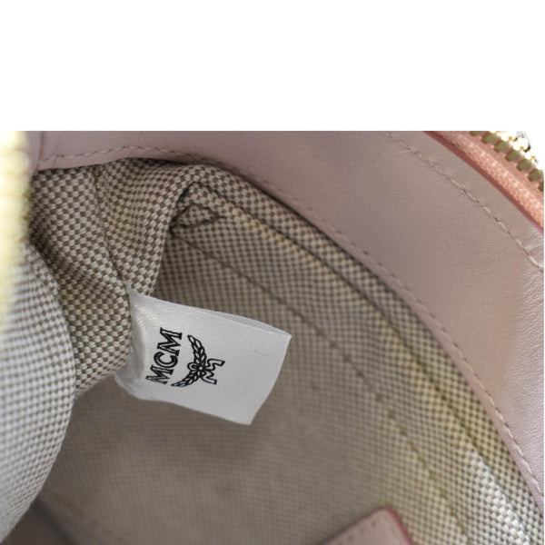 MCM Delmy Visetos Monogram Canvas  Leather Shoulder Bag Pink