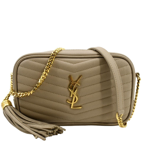 YVES SAINT LAURENT Mini Lou Grain De Poudre Camera Bag Beige