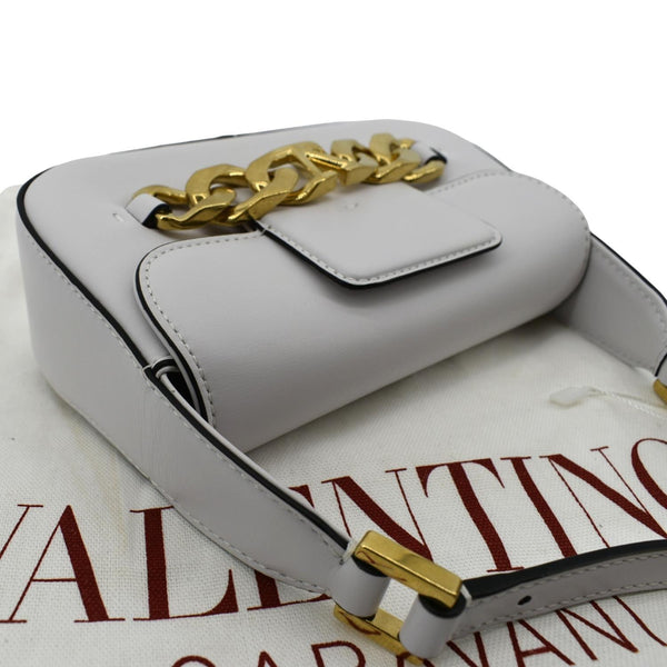 Valentino V Logo Chain Leather Shoulder Crossbody Bag - Top Right