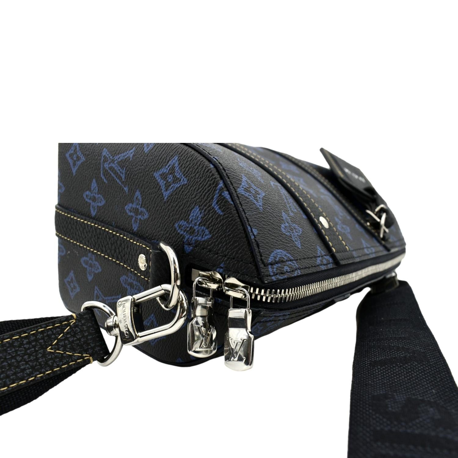 Louis Vuitton City Keepall Monogram Leather Travel Bag Blue