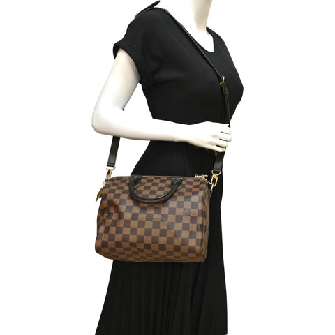 LOUIS VUITTON Speedy 25 Bandouliere Damier Ebene Shoulder Bag Brown