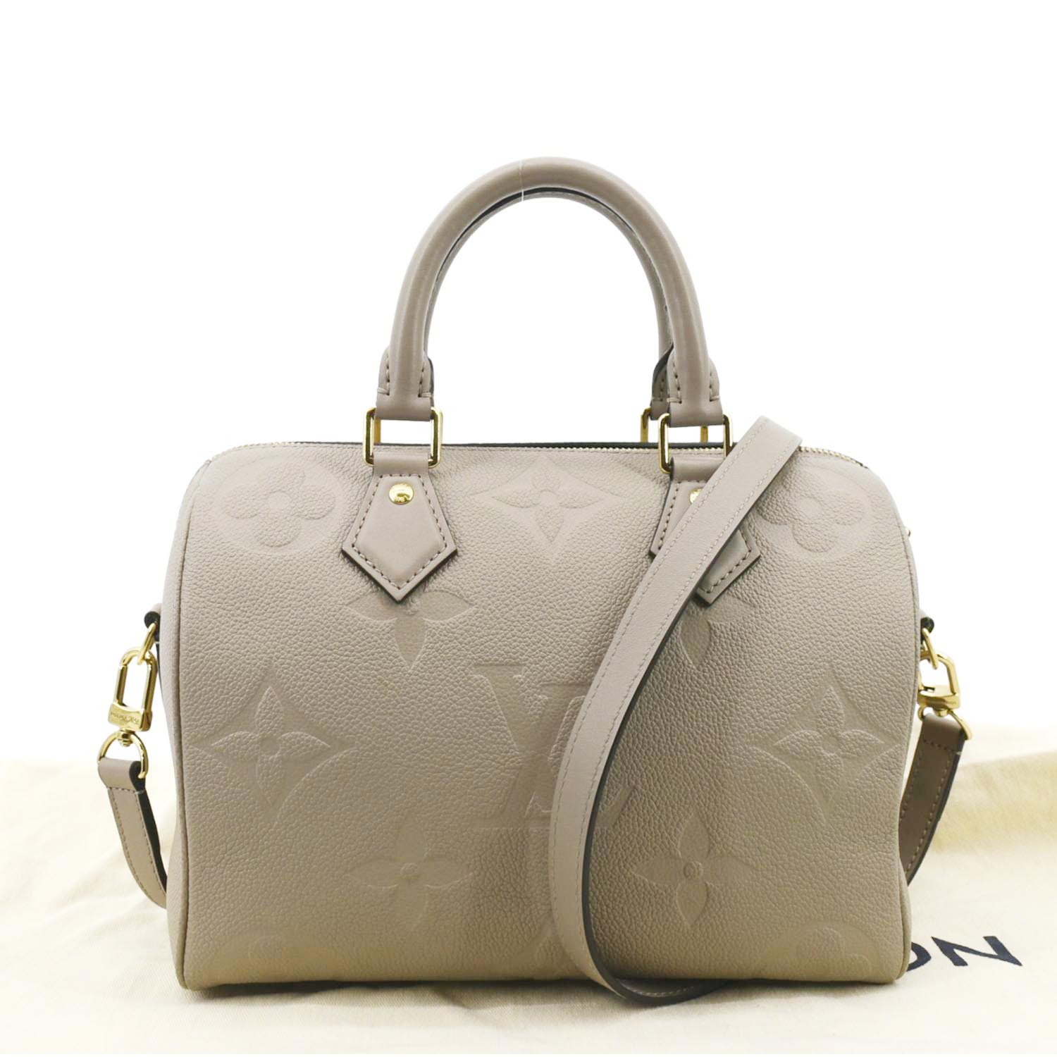 Louis Vuitton Speedy 25 Bandouliere Monogram Empreinte Shoulder Bag Tourterelle