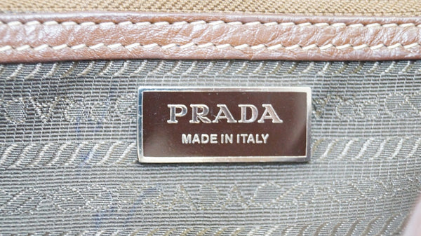 Prada Shoulder Leather Bag Brown Grommet - Prada Logo
