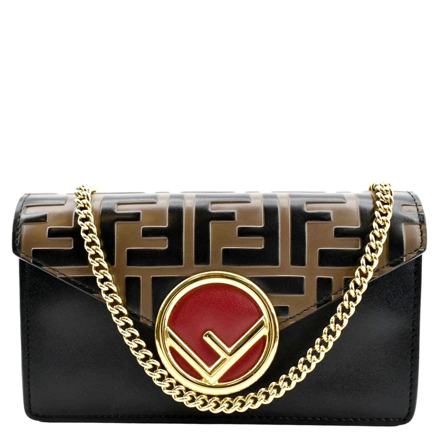 FENDI Liberty F Vitello Leather Crossbody Belt Bag Black