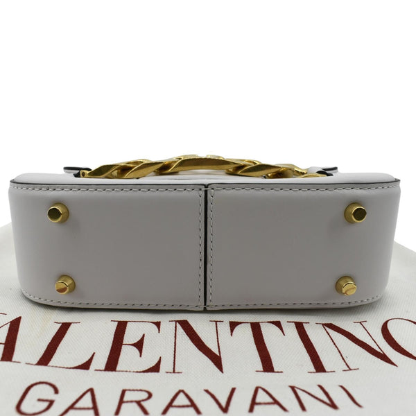 Valentino V Logo Chain Leather Shoulder Crossbody Bag - Bottom