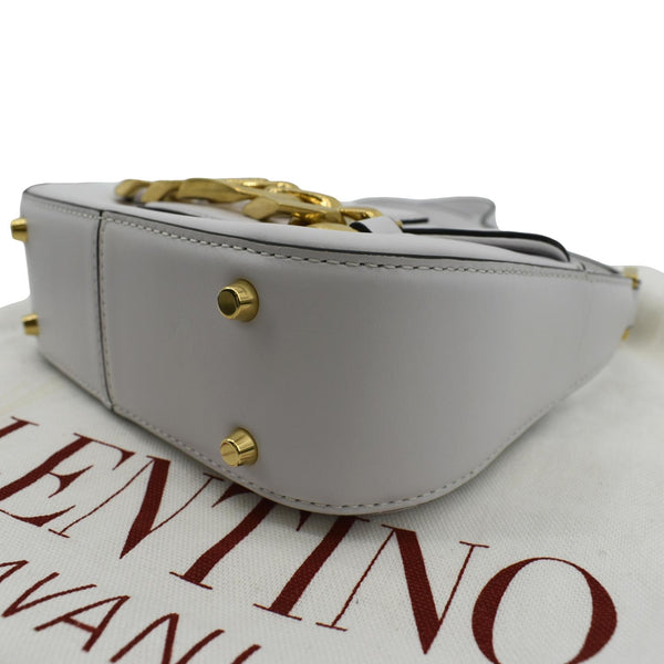 Valentino V Logo Chain Leather Shoulder Crossbody Bag - Bottom Right
