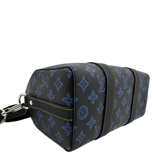 LOUIS VUITTON City Keepall Monogram Leather Travel Bag Blue