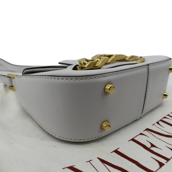 Valentino V Logo Chain Leather Shoulder Crossbody Bag - Bottom Left