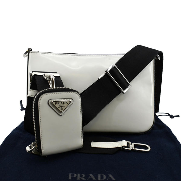 Prada Brushed Leather Shoulder Bag in White Color - Back