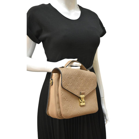 LOUIS VUITTON Metis Pochette Empreinte Leather Crossbody Bag Beige