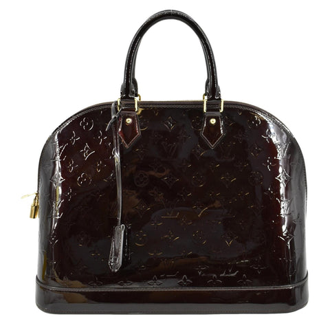 LOUIS VUITTON Alma GM Monogram Vernis Leather Satchel Bag Amarante