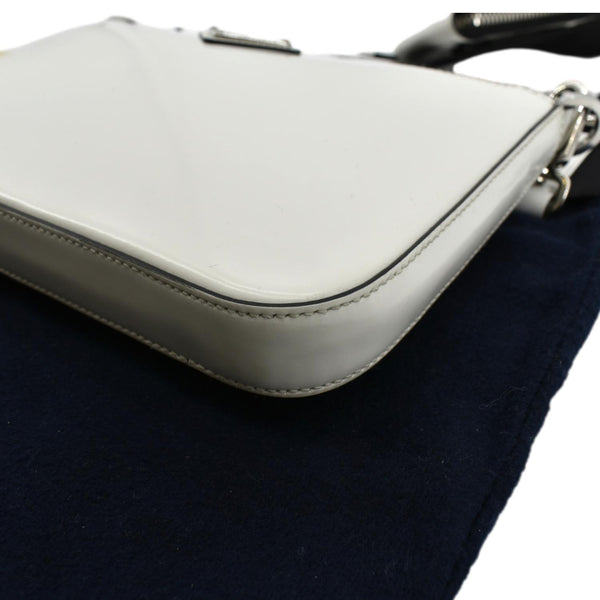 Prada Brushed Leather Shoulder Bag in White Color - Bottom Right