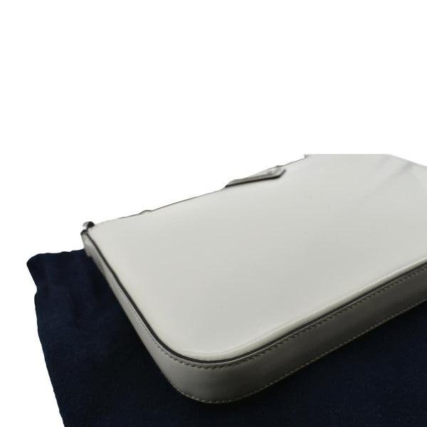 Prada Brushed Leather Shoulder Bag in White Color - Bottom Left