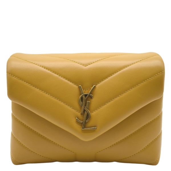 YVES SAINT LAURENT Mini Loulou Leather Crossbody Bag Yellow