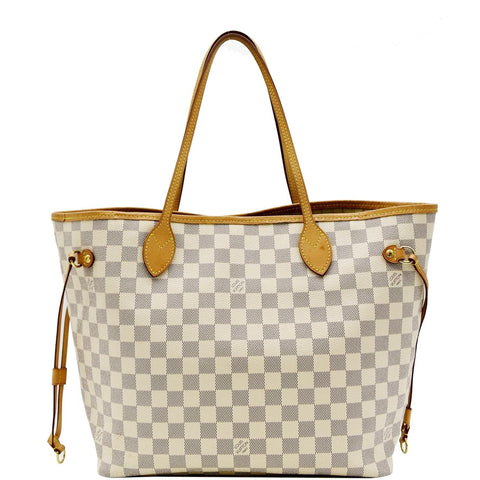LOUIS VUITTON Neverfull MM Damier Azur Shoulder Bag White