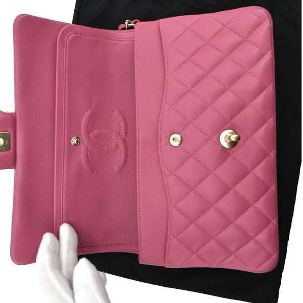 Chanel Classic Medium Double Flap Leather Shoulder Bag - Open