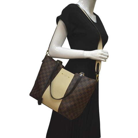 LOUIS VUITTON Jersey Damier Ebene Shoulder Bag Creme