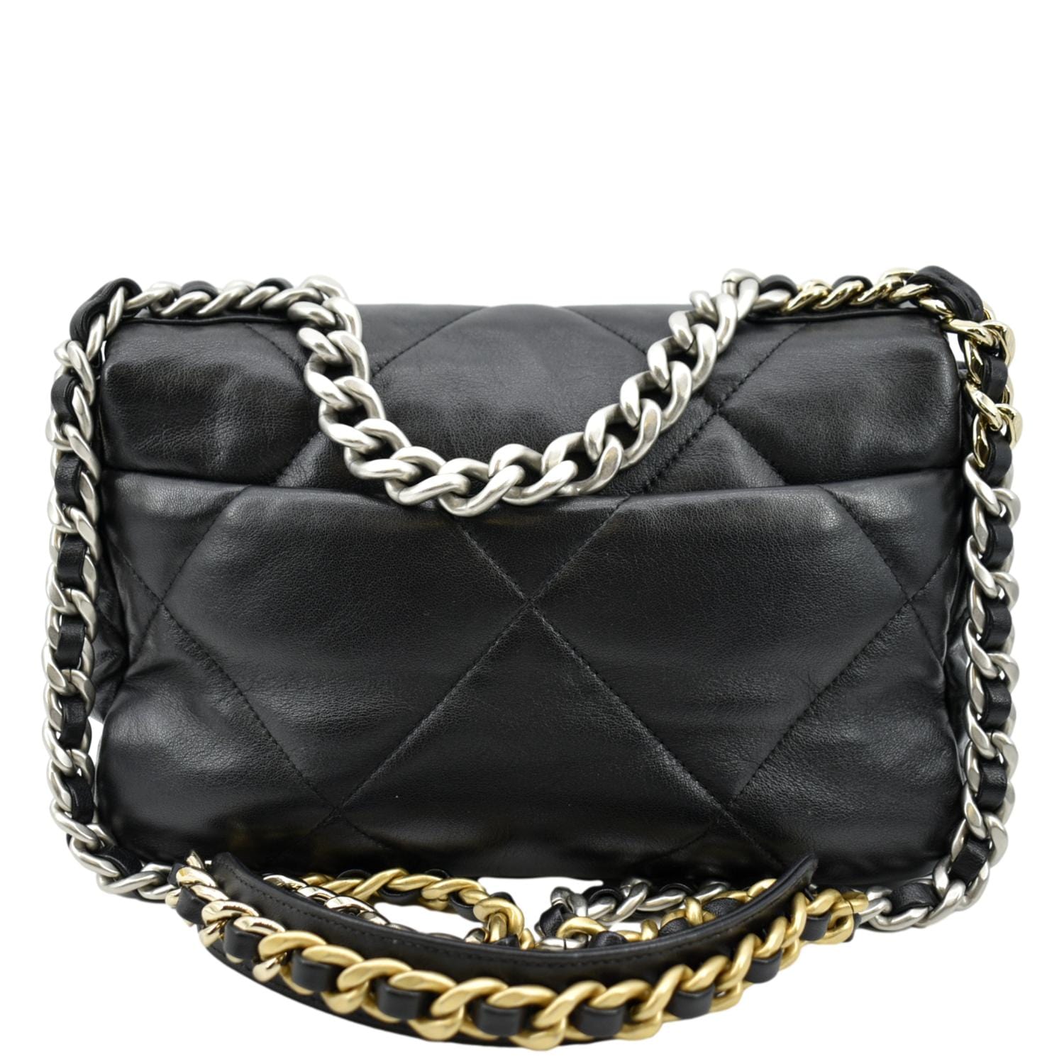 Chanel So Black Quilted Goatskin Medium 19 Flap Black Hardware, 2022 (Like New), Womens Handbag
