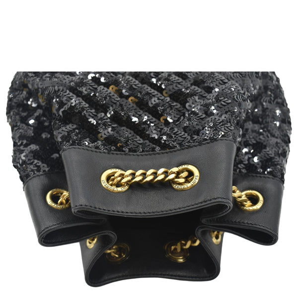 YVES SAINT LAURENT Sequin Leather Backpack Bag Black