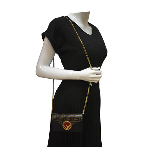 FENDI Liberty F Vitello Leather Crossbody Belt Bag Black