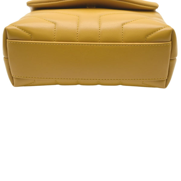 YVES SAINT LAURENT Mini Loulou Leather Crossbody Bag Yellow