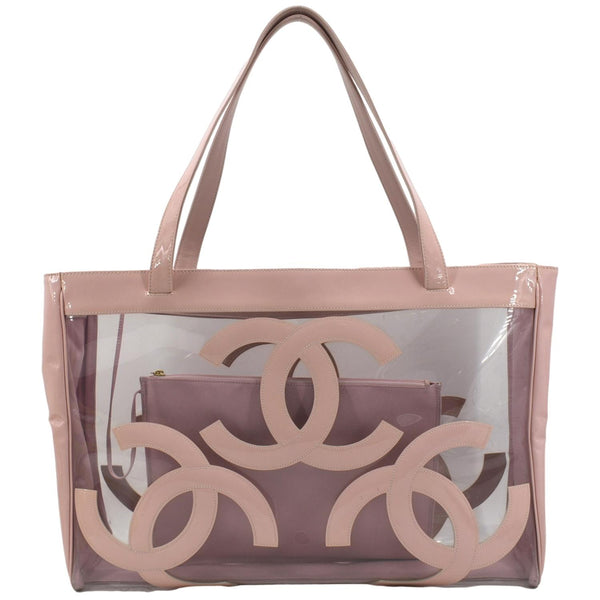 Chanel  Coco Logo PVC Vinyl Tote Shoulder Bag Light Pink