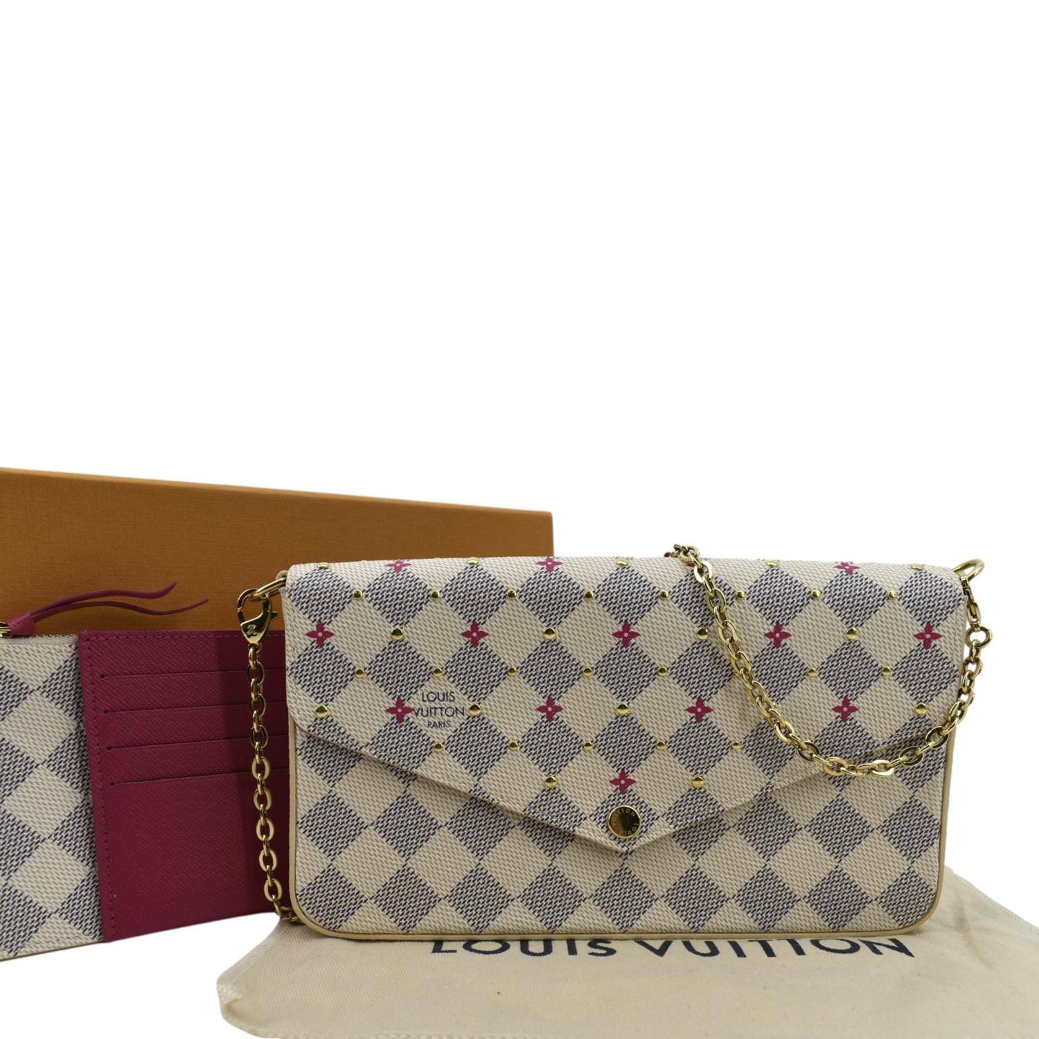 Louis Vuitton Felicie Pochette in Damier Ebene Studs, Luxury, Bags