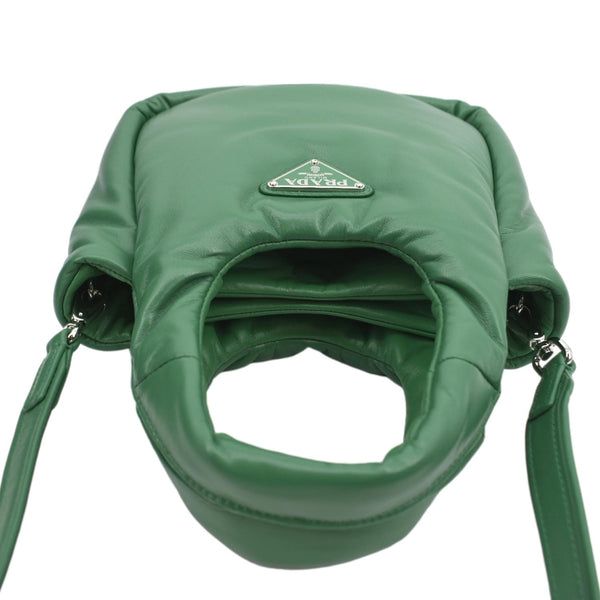 Prada Small Padded Soft Leather Shoulder Bag Dark Green - Top 