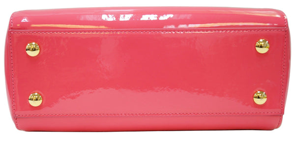 VERSACE Pink Patent Leather Short Handle Medallion Signature Bag 