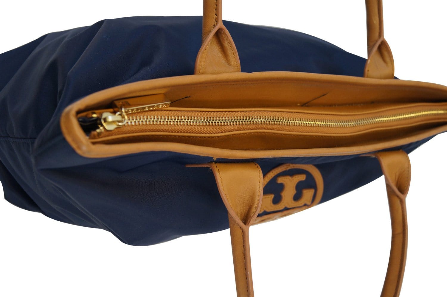 Tory Burch Orange/Blue Nylon and Leather Tote Tory Burch