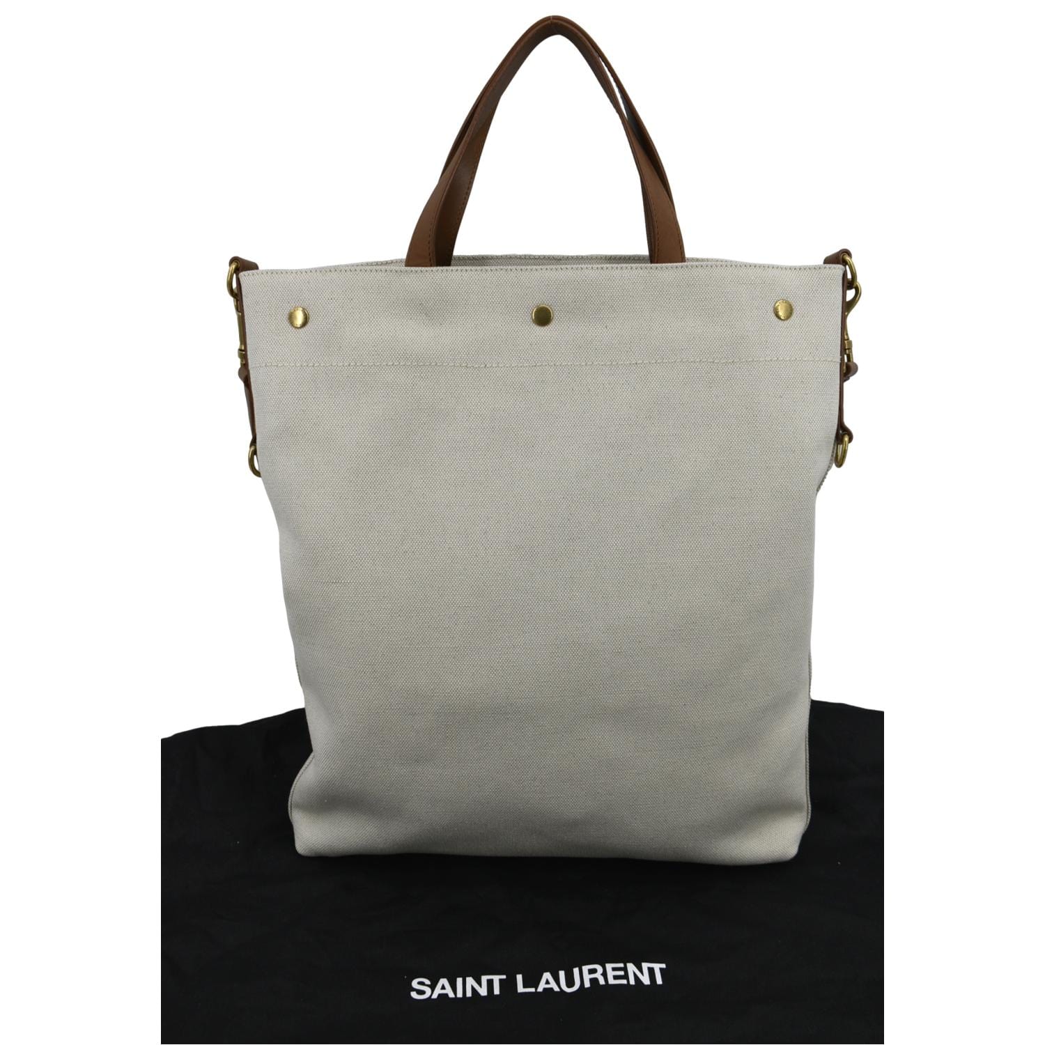 YVES SAINT LAURENT Leather Shopping Tote Bag Beige - 20% OFF