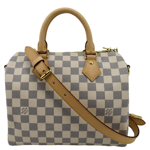 LOUIS VUITTON Speedy 25 Bandouliere Damier Azur Shoulder Bag White