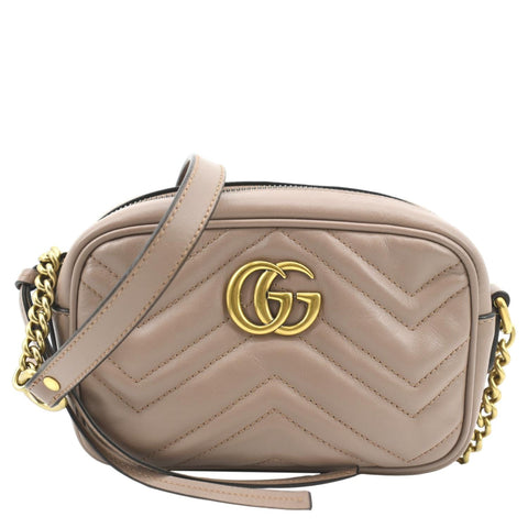 GUCCI GG Marmont Mini Matelasse Leather Crossbody Bag Dusty Pink 448065