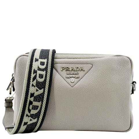 PRADA Flou Leather Shoulder Bag Grey