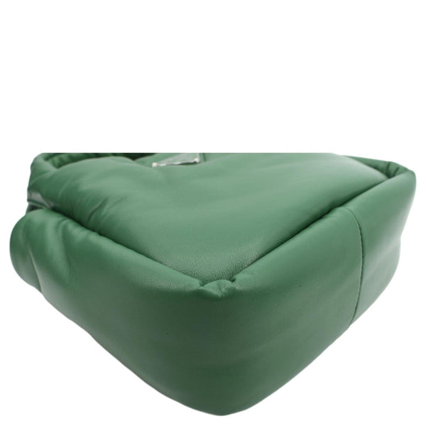 Prada Small Padded Soft Leather Shoulder Bag Dark Green - Bottom Left
