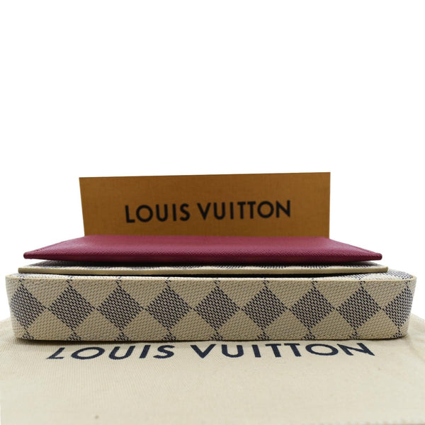 LOUIS VUITTON Studded Pochette Felicie Damier Azur Crossbody Bag White