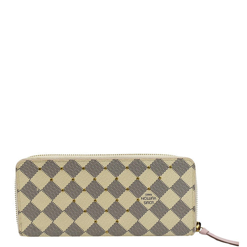 LOUIS VUITTON Studded Clemence Damier Azur Wallet Rose Ballerine