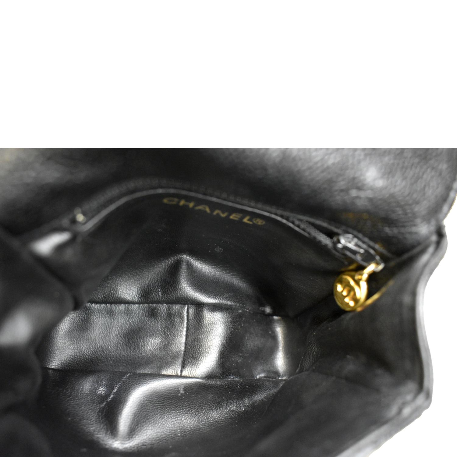 black leather backpack round flap CHANEL Round Flap Vintage Quilted Caviar Leather Crossbody Bag Black