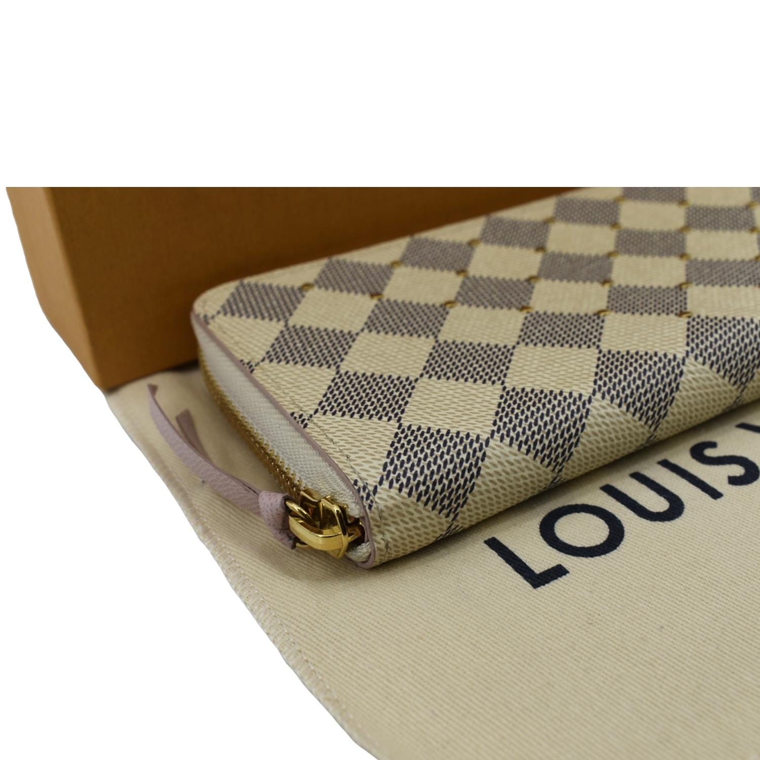 Louis Vuitton Studded Clemence Damier Azur Wallet Rose