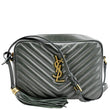 YVES SAINT LAURENT Lou Chevron Leather Camera Crossbody Bag Green