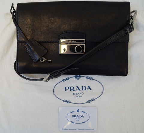 PRADA Saffiano Leather Black Crossbody Bag